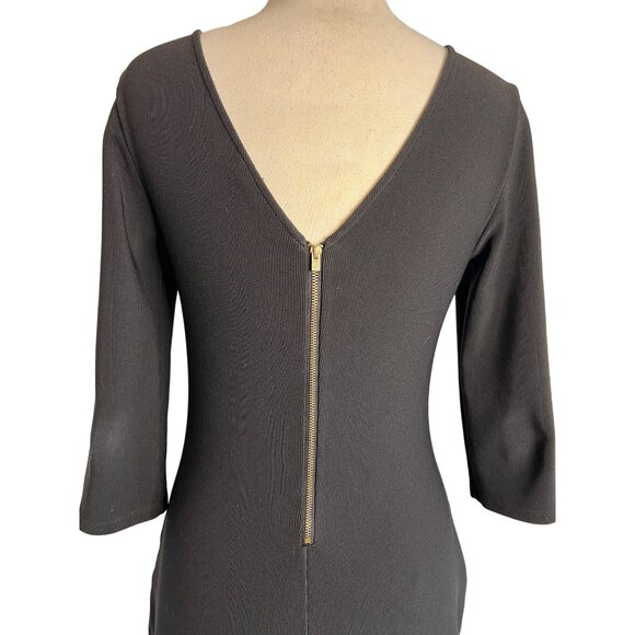 Express Black Bodycon Dress With Back Zipper & 3/4 Sleeves Size M Sexy - Picture 2 of 16